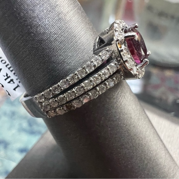 14k White Gold Diamond & Ruby Ring - Picture 8 of 8